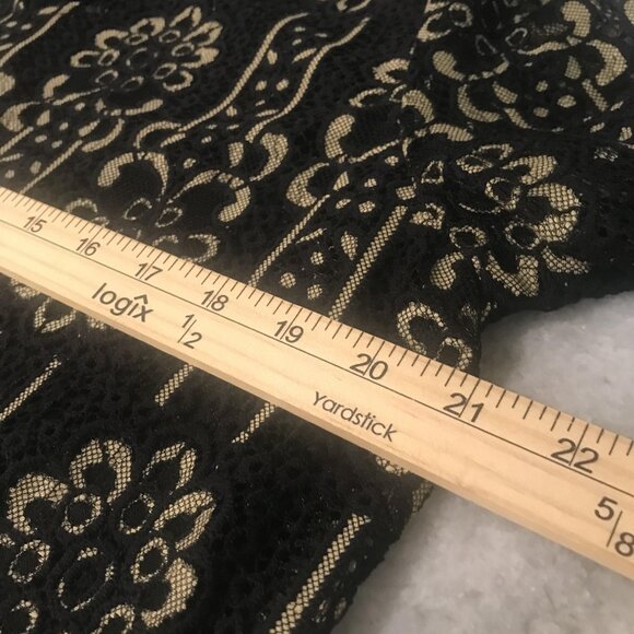 Calessa Shirt Womens Large Black Beige Lace Tunic V Neck Lined Bohemian Western - Picture 6 of 9